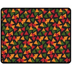 Ethiopian Triangles - Green, Yellow And Red Vibes Double Sided Fleece Blanket (medium) by ConteMonfreyShop