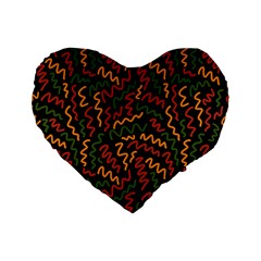 Ethiopian Inspired Doodles Abstract Standard 16  Premium Heart Shape Cushion  by ConteMonfreyShop