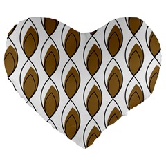 Brown Minimalist Leaves  Large 19  Premium Heart Shape Cushion by ConteMonfreyShop