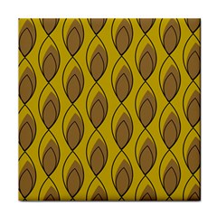 Yellow Brown Minimalist Leaves Face Towel by ConteMonfreyShop