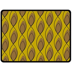 Yellow Brown Minimalist Leaves Fleece Blanket (large) by ConteMonfreyShop