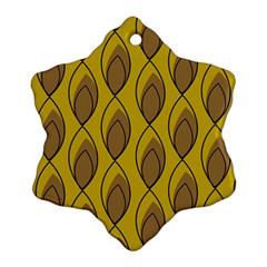Yellow Brown Minimalist Leaves Snowflake Ornament (two Sides)