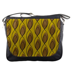 Yellow Brown Minimalist Leaves Messenger Bag by ConteMonfreyShop