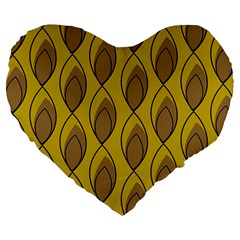 Yellow Brown Minimalist Leaves Large 19  Premium Flano Heart Shape Cushion by ConteMonfreyShop