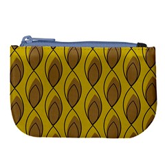 Yellow Brown Minimalist Leaves Large Coin Purse