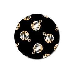 Gold Ornaments Black Magnet 3  (round) by TetiBright