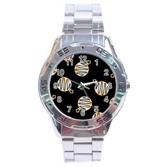 Gold Ornaments Black Stainless Steel Analogue Watch