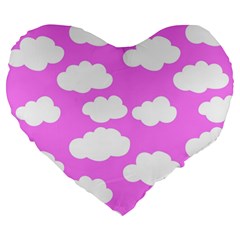 Purple Clouds   Large 19  Premium Heart Shape Cushion by ConteMonfreyShop