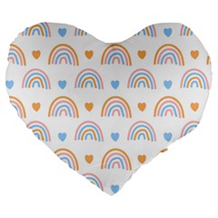 Rainbow Pattern   Large 19  Premium Heart Shape Cushion by ConteMonfreyShop