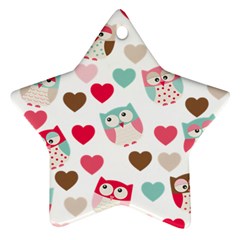 Lovely Owls Star Ornament (two Sides) by ConteMonfreyShop