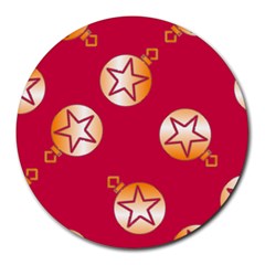 Orange Ornaments With Stars Pink Round Mousepads