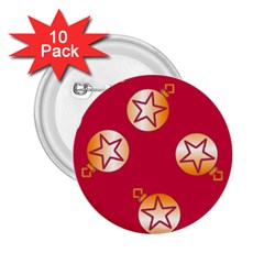 Orange Ornaments With Stars Pink 2.25  Buttons (10 pack) 