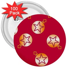 Orange Ornaments With Stars Pink 3  Buttons (100 pack) 