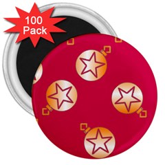 Orange Ornaments With Stars Pink 3  Magnets (100 pack)