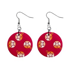 Orange Ornaments With Stars Pink Mini Button Earrings
