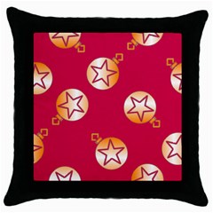 Orange Ornaments With Stars Pink Throw Pillow Case (Black)