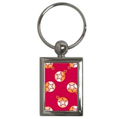 Orange Ornaments With Stars Pink Key Chain (Rectangle)