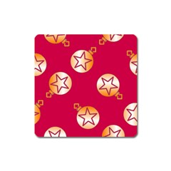 Orange Ornaments With Stars Pink Square Magnet