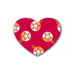 Orange Ornaments With Stars Pink Rubber Coaster (Heart)