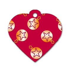 Orange Ornaments With Stars Pink Dog Tag Heart (Two Sides)