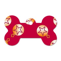 Orange Ornaments With Stars Pink Dog Tag Bone (One Side)