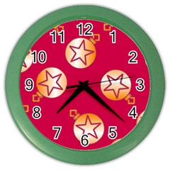 Orange Ornaments With Stars Pink Color Wall Clock