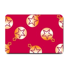 Orange Ornaments With Stars Pink Small Doormat 