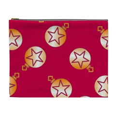 Orange Ornaments With Stars Pink Cosmetic Bag (XL)