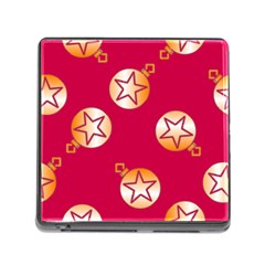 Orange Ornaments With Stars Pink Memory Card Reader (Square 5 Slot)