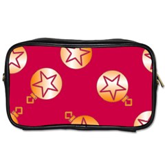 Orange Ornaments With Stars Pink Toiletries Bag (One Side)