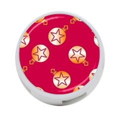 Orange Ornaments With Stars Pink 4-Port USB Hub (Two Sides)