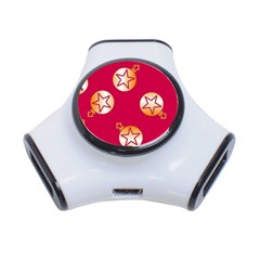 Orange Ornaments With Stars Pink 3-Port USB Hub