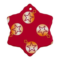 Orange Ornaments With Stars Pink Snowflake Ornament (Two Sides)