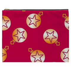 Orange Ornaments With Stars Pink Cosmetic Bag (XXXL)