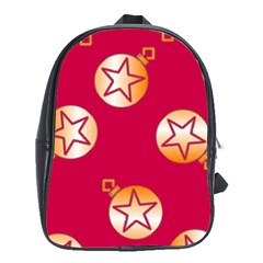 Orange Ornaments With Stars Pink School Bag (XL)
