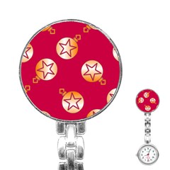 Orange Ornaments With Stars Pink Stainless Steel Nurses Watch