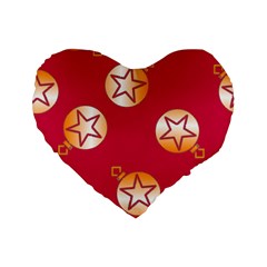 Orange Ornaments With Stars Pink Standard 16  Premium Flano Heart Shape Cushions