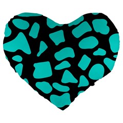 Cow Background Neon Blue Black Large 19  Premium Flano Heart Shape Cushion by ConteMonfreyShop