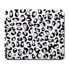 Black And White Leopard Print Jaguar Dots Large Mousepad by ConteMonfreyShop