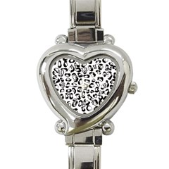 Black And White Leopard Print Jaguar Dots Heart Italian Charm Watch by ConteMonfreyShop