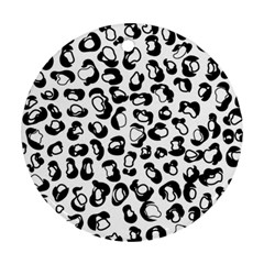 Black And White Leopard Print Jaguar Dots Round Ornament (Two Sides)