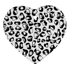 Black And White Leopard Print Jaguar Dots Heart Ornament (Two Sides)