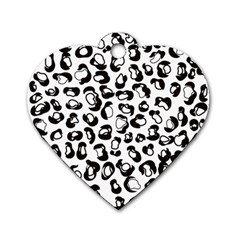 Black And White Leopard Print Jaguar Dots Dog Tag Heart (one Side) by ConteMonfreyShop