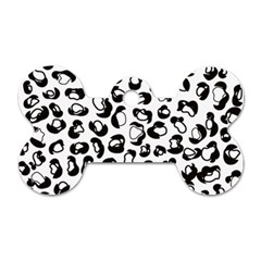 Black And White Leopard Print Jaguar Dots Dog Tag Bone (two Sides) by ConteMonfreyShop