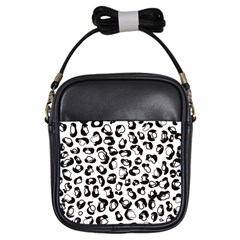 Black And White Leopard Print Jaguar Dots Girls Sling Bag