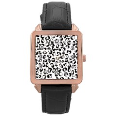 Black And White Leopard Print Jaguar Dots Rose Gold Leather Watch 