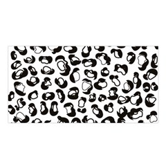 Black And White Leopard Print Jaguar Dots Satin Shawl 45  X 80 