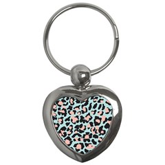 Blue And Pink Jaguar Dots Leopard Key Chain (heart) by ConteMonfreyShop