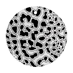 Black And White Dots Jaguar Round Ornament (two Sides) by ConteMonfreyShop