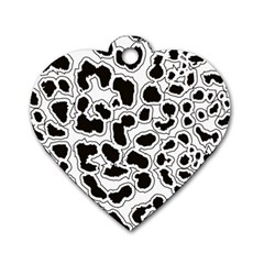 Black And White Dots Jaguar Dog Tag Heart (two Sides) by ConteMonfreyShop